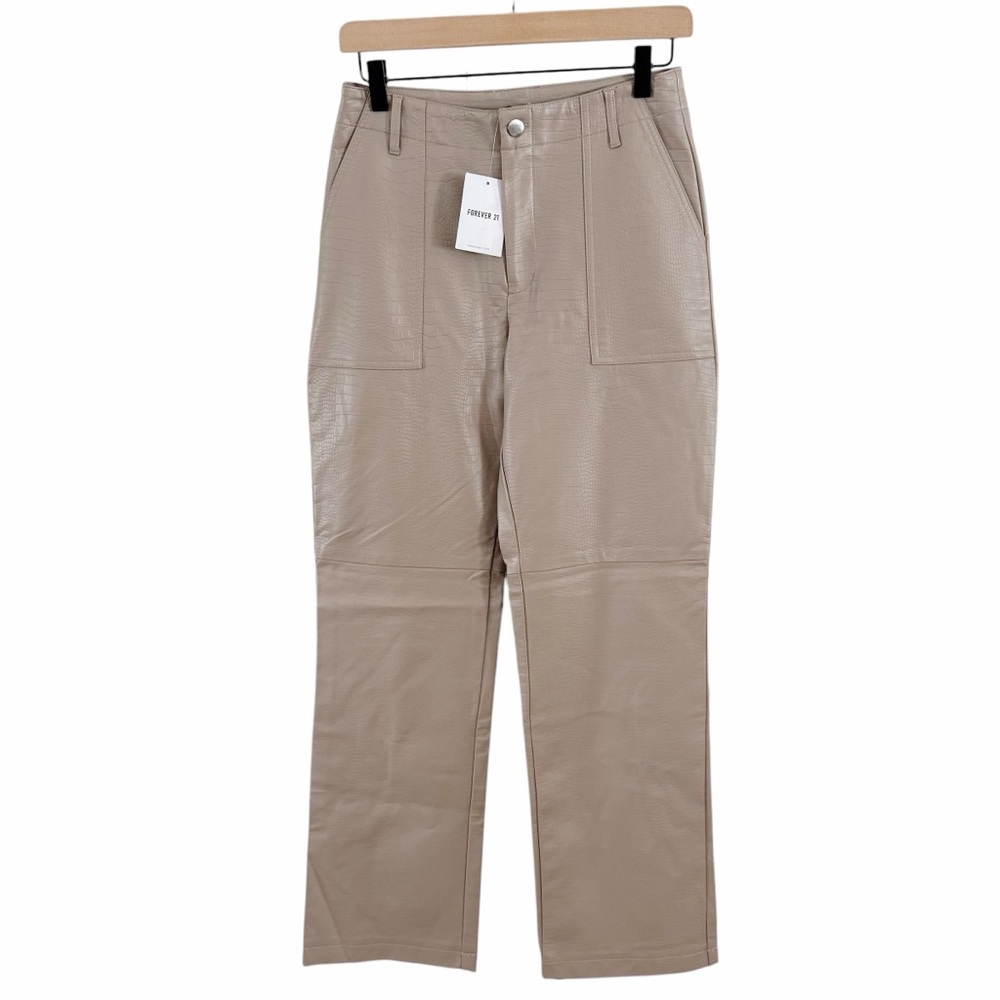 NEW Faux Leather Pants Taupe Tan Bootcut NWT Forever 21 Size Medium